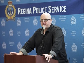 University of Regina professor Nick Jones from the Department of Justice Studies releases the results of the 2017 Community Perceptions of the Regina Police Survey on Monday.