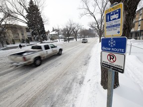 The snow route on Victoria avenue was free of any parked cars as it was declared a snow route in Regina.