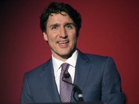 Prime Minister Justin Trudeau speaks at a reception for Laurier Club donors at the Hotel Saskatchewan in Regina on March 8, 2018.