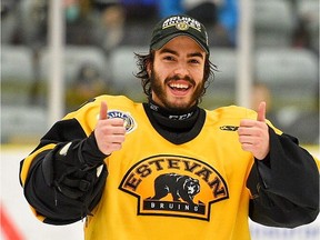 Do Didur, shown in this file photo, made 36 saves for the Estevan Bruins on Sunday as they blanked the visiting Nipawin Hawks 4-0.