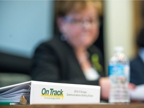 Finance minister Donna Harpauer delivers details of Saskatchewan's 2018-2019 provincial budget and answers questions from reporters at the legislative building in Regina.