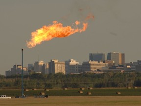 SaskEnergy  conducting a controlled flare of natural gas near Regina.