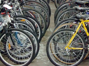 A file photo of bicycles, 18 of which have been stolen from a Regina Police Service evidence compound in recent months. Eleven disappeared in the first two months of this year.