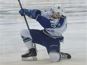 Tyler Steenbergen and the Swift Current Broncos celebrated a 5-1 win over the host Lethbridge Hurricanes on Monday in Game 6 of the Eastern Conference final. Swift Current won the best-of-seven series 4-2, advancing to the WHL final.