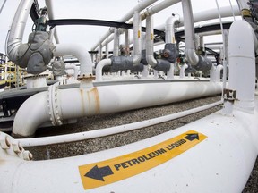 Pipes are seen at the Kinder Morgan Trans Mountain facility in Edmonton, Alta., Thursday, April 6, 2017.