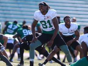 Bakari Grant, shown in this file photo, demonstrated his juggling skills at the Saskatchewan Roughriders' training camp Tuesday.