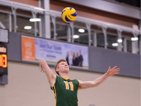 Michael Corrigan, shown in action during the 2017-18 Canada West season, is the final captain in the history of the University of Regina Cougars men's volleyball program.