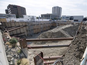 The hole in the ground on the corner of Victoria Avenue and Albert Street.