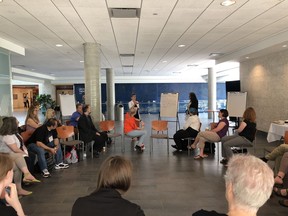 Simone Davis (centre left), co-founder of Walls To Bridges Canada, leads a workshop at the University of Regina during Congress 2018 on Tuesday, May 29, 2018, about expanding post-secondary education to prisons.