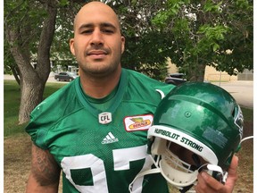 Defensive lineman Eddie Steele is proud of the Saskatchewan Roughriders' support of Humboldt and the Broncos hockey team after a bus crash on April 6.