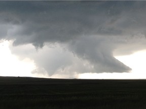 This tornado was photographed in the Moose Jaw area in June 2012. A province-wide test of the warning system is set for Wednesday. It alerts residents of such disasters or life-threatening emergencies as a tornado, wildfire, flood or Amber Alerts.