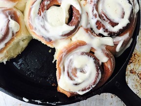 Skillet cinnamon buns with brown butter cream cheese icing (Renee Kohlman)