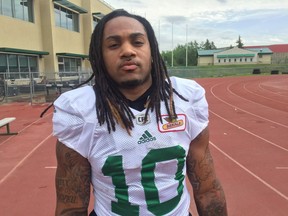 Former NFLer Tre Mason surfaced at Saskatchewan Roughriders training camp Wednesday, May 30, 2018.