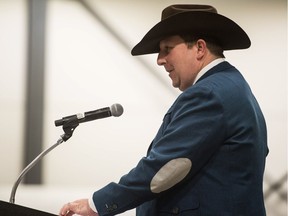 Tim Reid, president and CEO of Regina Exhibition Association Limited, speaks at a press conference at Evraz Place regarding a partnership agreement being made with Canadian Western Agribition.