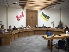The Regina Public Schools board during a meeting on June 19, 2018.