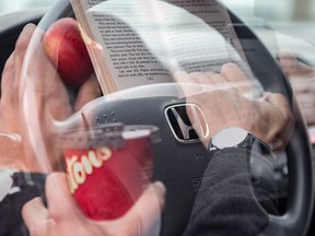 An in-camera quadruple exposure created to illustrate distracted driving.