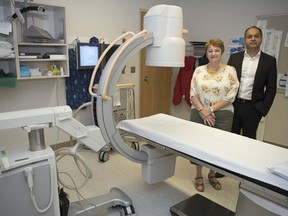 REGINA, SASK :  June 18, 2018  --  Marilyn Blondeau, a medical patient, stands with Dr. Kunal Goyal, department head medical imaging, in an  interventional radiology suite at the General Hospital in Regina. TROY FLEECE / Regina Leader-Post