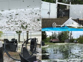 Photos of damage from a super cell storm near Estevan, SK on the property of the Johnson family. Photo submitted by the Johnson family.