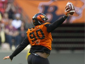 Defensive tackle Mic'hael Brooks, shown with the B.C. Lions in 2016, has signed with the Saskatchewan Roughriders.