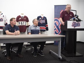 Regina Pats GM John Paddock speaks during a press conference Thursday to introduce Dave Struch as the team's new head coach.