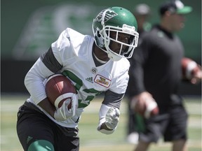 REGINA, SASK :  June 12, 2018  --   Saskatchewan Roughriders wide receiver Devon Bailey takes part in practice at Mosaic Stadium in Regina. TROY FLEECE / Regina Leader-Post