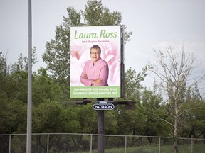 A billboard for MLA Laura Ross displayed on Lewvan Drive in Regina.
