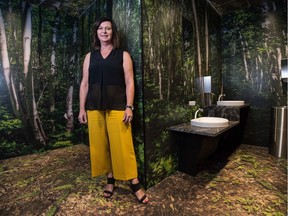 Sandra Baumgartner, CEO of the Saskatchewan Science Centre, stands in a second-floor women's bathroom at the Science Centre that recently won an International Toilet Tourism Award, as judged by Australian website MyTravelResearch.com.