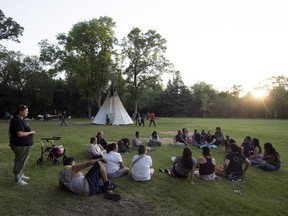 Justice For Our Stolen Children members have put back up a teepee at the legislature. TROY FLEECE