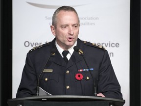 RCMP Assistant Commissioner Curtis Zablocki spoke about the permanent expansion of the Crime Reduction Team, which will continue to focus on the gang and firearm presence in Saskatchewan, at announcement at the RCMP Depot on Friday morning.