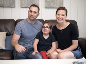 Jared Kennedy and his wife Liana are with their eight-year-old daughter Vienna in their home in Regina. Vienna has complex mobility challenges from Arthrogryposis, a congenital muscle syndrome, and a large number of contractors are answering the call to help renovate their house to accommodate her needs.