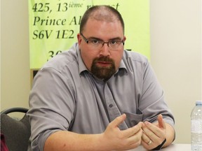 Denis Simard, seen here at a stop in Prince Albert during the 2017 campaign, said he hopes there will be a smooth transition to his leadership after his rival was ordered out