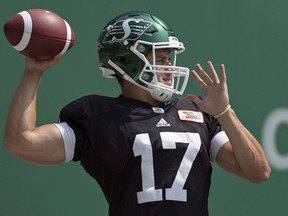 Quarterback Zach Collaros was back with the Roughriders on Monday.