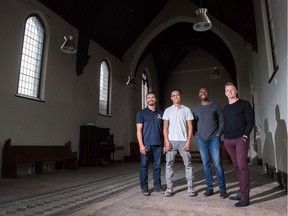 From right, Lee Forsberg, Keenan George, Derek Wu and Trevor Anderson stand in St. Chad's Chapel and College on Anson Road.