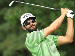 RIDGEWOOD, NJ - AUGUST 26: Adam Hadwin of Canada plays his shot from the second tee during the final round of The Northern Trust on August 26, 2018 at the Ridgewood Championship Course in Ridgewood, New Jersey.