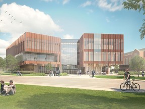 A rendering of P3Architecture's design for Conexus Credit Union's new building in Wascana Centre, adjacent to Darke Hall on the University of Regina's historic College Avenue Campus. The design was unveiled on Aug. 22, 2018.