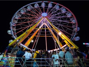 The Ferris Wheel is illuminated at the 2018 Queen City Ex held at Evraz Place.