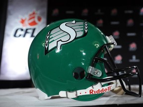 A Saskatchewan Roughriders helmet.