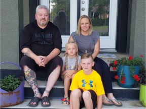 Leah Barnard (back right) with her husband and two children.