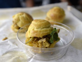 Maple dijon creampuff slider at The Great Saskatchewan Mustard Festival held at The Willow in Regina, Sask. on Sunday Aug. 30, 2015.