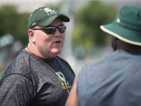 University of Regina Rams head coach Steve Bryce, left, understands the dynamics Saskatchewan Roughriders field boss Chris Jones is facing after the departure of a star player.