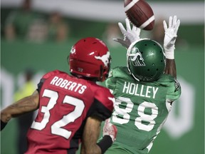 The Saskatchewan Roughriders are hoping that Caleb Holley can excel against the Calgary Stampeders on Sunday, as the replacement for the departed Duron Carter.
