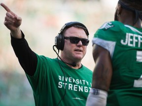The Chris Jones-coached Saskatchewan Roughriders upended the previously unbeaten Calgary Stampeders on Sunday at Mosaic Stadium.