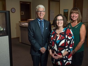 South Saskatchewan Community Foundation board chair Greg Swanson, acting executive director Karen Henders and board vice-chair Cheryl Zankl stand in the organization's Gordon Road office.