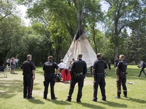 Members of Wascana  Centre Authority and the Regina Police Service were in Wascana Centre in June to take down the teepee at the Justice For Our Stolen Children Camp in Regina.