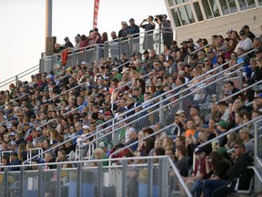 Regina Thunder and Winnipeg Rifles packed the stands at Leibel Field on Sept. 3, 2016. The teams are to meet again at Leibel Field on Saturday, 4 p.m., in PFC action
