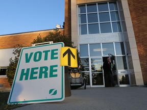 Saskatoon voters head to the polls at Queen Elizabeth School in the October 2016 municipal election. The provincial government has raised the possibility of moving the next municipal election from October of 2020 to October of 2021 to avoid a conflict with the next provincial election.