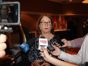 Minister of Indigenous Services Jane Philpott speaks to reporters at the Radisson Hotel in Saskatoon on Sept. 11, 2018. The Federal Government announced millions in dollars in new funding to help keep families together and in their community and preserve Indigenous languages in Saskatchewan on Tuesday. Philpott was in Saskatoon as part of the Liberal Caucus Retreat and said the message the Liberals have for Indigenous voters in Saskatchewan is that the Federal Government will respect their Treaty rights and will continue to work in a nation-to-nation capacity.