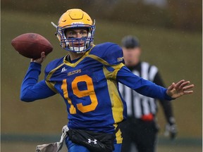 Quarterback Jordan Walls, shown in this file photo, helped the Saskatoon Hilltops defeat the visiting Regina Thunder 48-24 on Saturday.