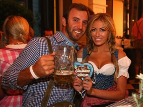 Dustin Johnson attends with Paulina Gretzky the BMW International Open 25th Anniversary Party at Rilano No.6 Lenbach Palais on June 21, 2013 in Munich, Germany. (Photo by Alexander Hassenstein/Getty Images For BMW)