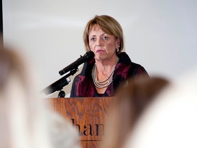 Jennifer McCue, president and CEO of Bethany Care Society, speaks at the grand opening Tuesday of Bethany Riverview, a purpose-built care centre for people with dementia.